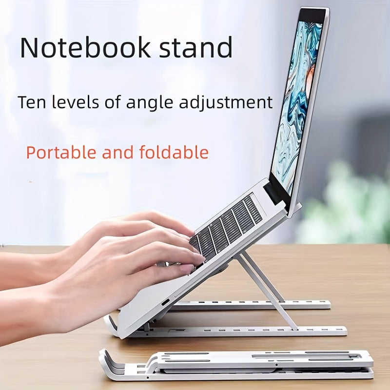 Support d'ordinateur portable à fourche unique pliable surélevable avec base de refroidissement, support de bureau pour tablette portable compatible avec tous les ordinateurs portables, matériau ABS, dix niveaux réglables SUN N.