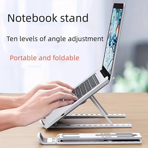 Support d'ordinateur portable à fourche unique pliable surélevable avec base de refroidissement, support de bureau pour tablette portable compatible avec tous les ordinateurs portables, matériau ABS, dix niveaux réglables SUN N.