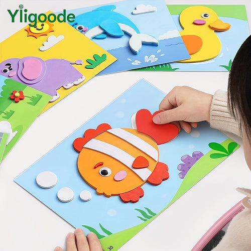 Lot de 10 autocollants 3D pour enfants - Formes d'animaux en EVA SUN N.