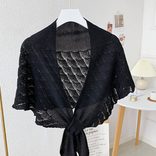 Châle en fil ajouré élégant pour femmes - Léger, respirant en polyester, parfait pour superposer ou porter seul, lavable en machine, écharpe décontractée pour le week-end | Châle polyvalent | Tricot élégant, châles pour l'hiver SUN N.