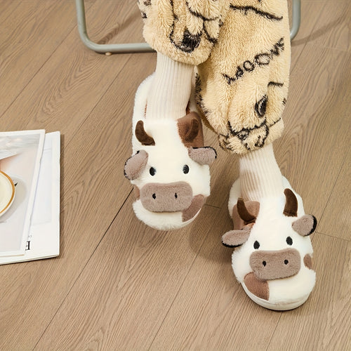 Cow Plush Slippers Cute Warm House Slippers for Women and Men