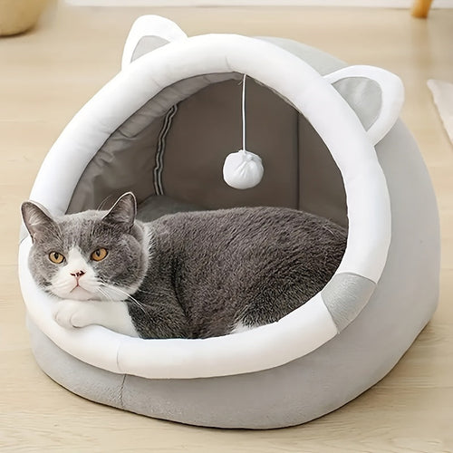 Maison de lit pour chat avec tente et jouets suspendus - Style classique SUN N.