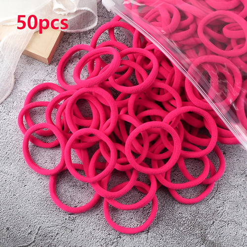 Elastic Hair Ties Set 50pcs Ponytail Holders Solid Color Hair Accessories