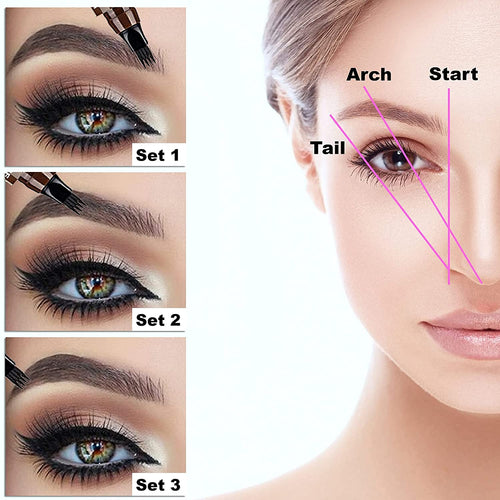 Crayon à sourcils à quatre pointes, étanche et résistant à la transpiration avec tenue longue durée SUN N.