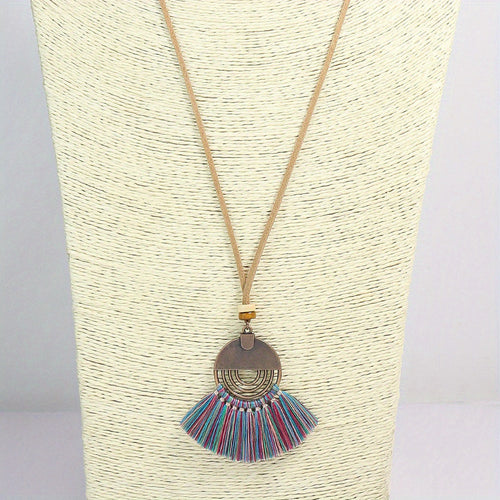 Ensemble de 3 colliers pendentifs de mode féminine de style ethnique avec pendentif à pompon floral, en alliage de zinc émaillé bronze avec incrustation de strass en verre, collier vintage SUN N.