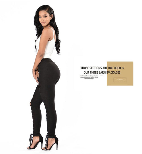 Leggings tendance automne-hiver + sexy occidentaux à lacets avec double rangée d'œillets, pantalons chevillés à nouer pour femmes, coupe ajustée couleur unie SUN N.