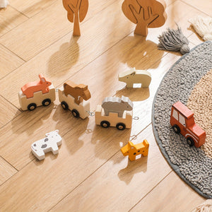 Ensemble de voiturettes en bois à assembler - Jouet éducatif pour enfants SUN N.