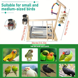Stand de jeu pour perroquet en bois - Balançoire et jouets interactifs SUN N.