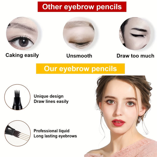 Crayon à sourcils à quatre pointes, étanche et résistant à la transpiration avec tenue longue durée SUN N.