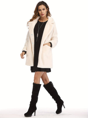 Manteau ample en peluche chaud d'hiver, vêtement d'extérieur teddy à manches longues décontracté, vêtements pour femmes SUN N.