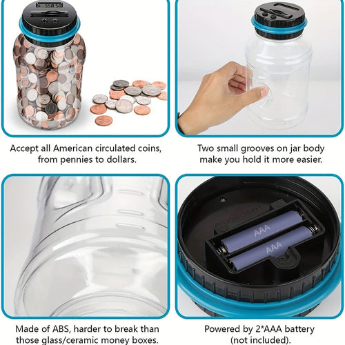 Tirelire, Tirelire à compter les pièces, Tirelire numérique pour garçons et enfants, Pot à économies, Meilleur cadeau pour enfant, Conçue pour toutes les pièces américaines, cadeau d'Halloween/Thanksgiving/Noël, cadeau de Pâques SUN N.