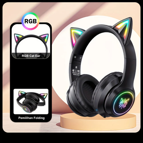 Casque gaming ONIKUMA avec oreilles de chat - Bluetooth, réduction de bruit, son haute qualité