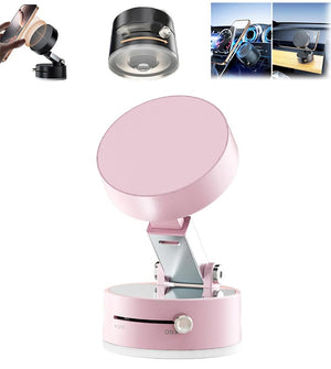 Support de téléphone magnétique pliable avec ventouse, fixation de voiture à aspiration électrique à 360°, support pivotant double face pour voiture, miroir, salle de sport, cuisine, support de téléphone portable mains libres (rose) SUN N.