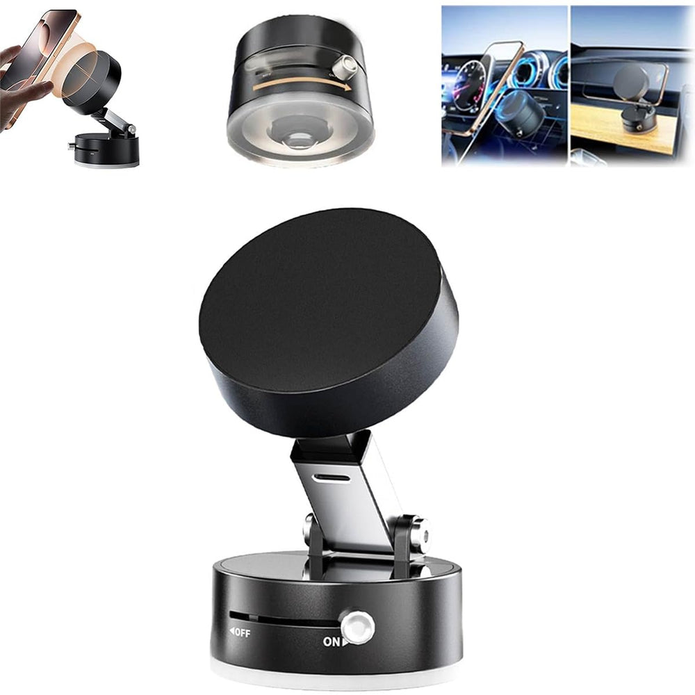 Support de téléphone magnétique pliable avec ventouse, fixation de voiture à aspiration électrique à 360°, support pivotant double face pour voiture, miroir, salle de sport, cuisine, support de téléphone portable mains libres (rose) SUN N.