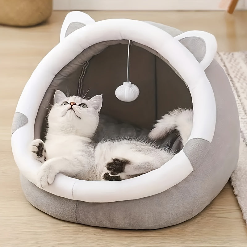 Maison de lit pour chat avec tente et jouets suspendus - Style classique SUN N.