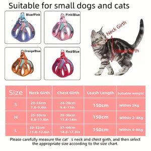 Harnais pour chat anti-évasion avec laisse réglable - Sécurité et confort pour promenades