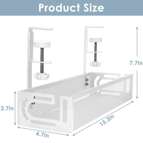 Gestion des câbles, gestion des câbles sous bureau de 25'' sans perçage, organiseur de câbles en métal avec pince pour bureau assis-debout, organiseur de câbles pour bureau à domicile, noir SUN N.