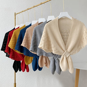 Châle en fil ajouré élégant pour femmes - Léger, respirant en polyester, parfait pour superposer ou porter seul, lavable en machine, écharpe décontractée pour le week-end | Châle polyvalent | Tricot élégant, châles pour l'hiver SUN N.