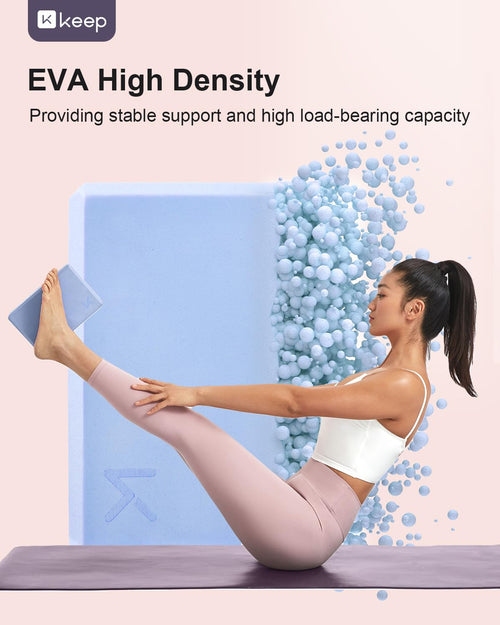 Bloc de Yoga KEEP, mousse EVA à haute densité, lot de 2 blocs de yoga avec surface texturée antidérapante, soutenant, léger - Idéal pour le yoga SUN N.