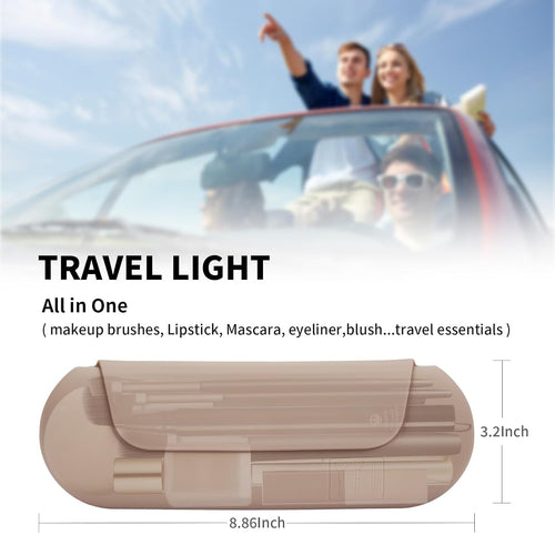 Porte-pinceaux de maquillage en silicone Sac cosmétique de voyage : Porte-pinceaux de maquillage pour le visage doux et portable avec fermeture magnétique améliorée anti-chute, grande trousse de pinceaux de maquillage de voyage - Noyer SUN N.