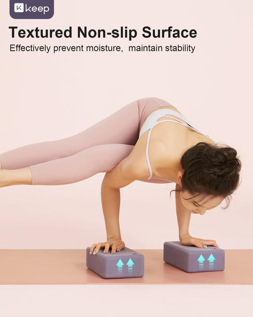 Bloc de Yoga KEEP, mousse EVA à haute densité, lot de 2 blocs de yoga avec surface texturée antidérapante, soutenant, léger - Idéal pour le yoga SUN N.