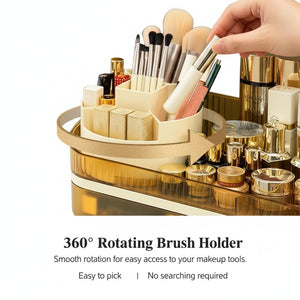 Makeup Organizer with Dual Drawers - Large Capacity Countertop Cosmetic Storage for Skincare Vanity Bathroom SUN N.
