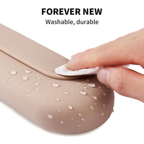 Porte-pinceaux de maquillage en silicone Sac cosmétique de voyage : Porte-pinceaux de maquillage pour le visage doux et portable avec fermeture magnétique améliorée anti-chute, grande trousse de pinceaux de maquillage de voyage - Noyer SUN N.