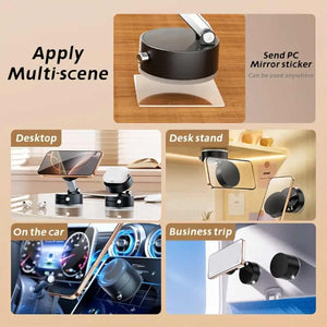 Support de téléphone magnétique pliable avec ventouse, fixation de voiture à aspiration électrique à 360°, support pivotant double face pour voiture, miroir, salle de sport, cuisine, support de téléphone portable mains libres (rose) SUN N.