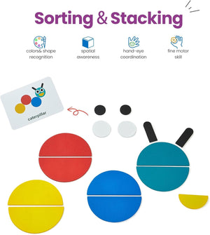 LiKee Puzzles en Bois à Formes Ouvertes (36 Blocs & 60 Cartes) pour Tout-Petits de 3 Ans et Plus, Jouets Montessori de Développement, Activité Éducative pour la Maternelle, Jouet de Voyage, Jeux de Société pour Enfants de 4 à 8 Ans SUN N.