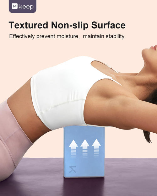Bloc de Yoga KEEP, mousse EVA à haute densité, lot de 2 blocs de yoga avec surface texturée antidérapante, soutenant, léger - Idéal pour le yoga SUN N.