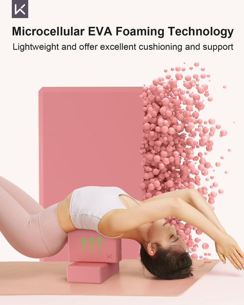 Bloc de Yoga KEEP, mousse EVA à haute densité, lot de 2 blocs de yoga avec surface texturée antidérapante, soutenant, léger - Idéal pour le yoga SUN N.