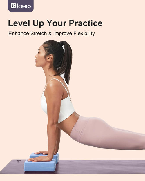 Bloc de Yoga KEEP, mousse EVA à haute densité, lot de 2 blocs de yoga avec surface texturée antidérapante, soutenant, léger - Idéal pour le yoga SUN N.