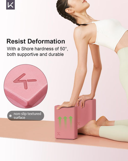 Bloc de Yoga KEEP, mousse EVA à haute densité, lot de 2 blocs de yoga avec surface texturée antidérapante, soutenant, léger - Idéal pour le yoga SUN N.