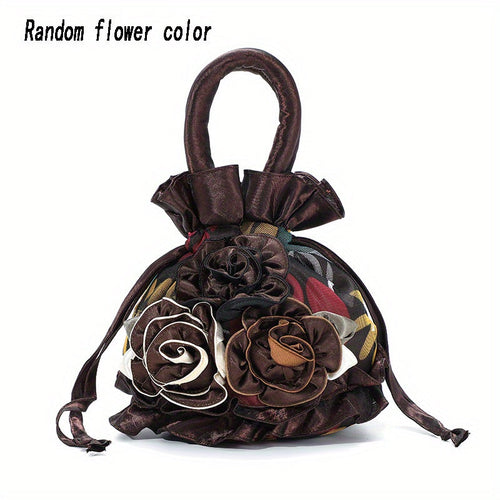 Sac à main à cordon avec décor floral, petit sac de soirée tendance, sac simple pour téléphone, mignon sac seau SUN N.