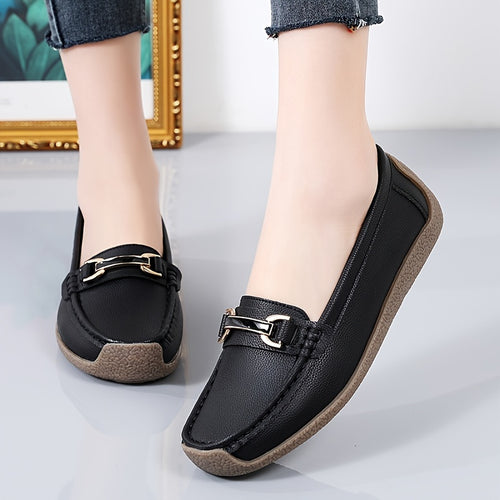 Mocassins noirs femme à enfiler - Semelle TPR antidérapante, ballerines confort quotidien
