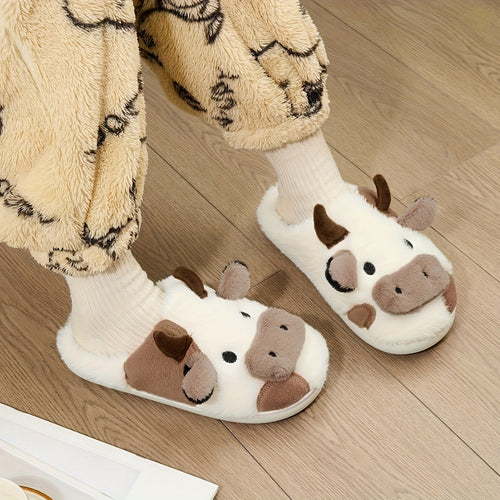 Cow Plush Slippers Cute Warm House Slippers for Women and Men
