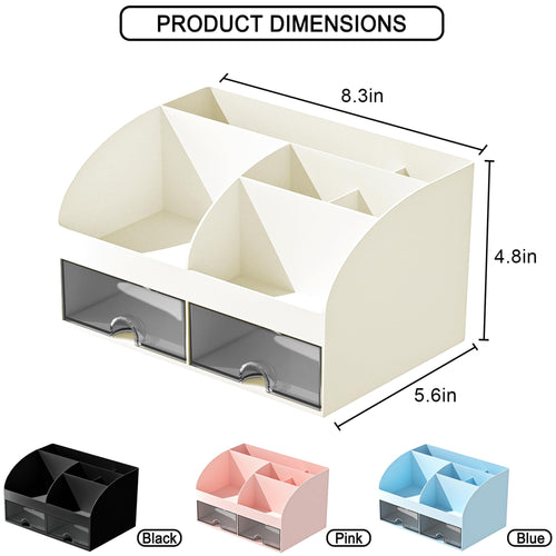 Organisateur de maquillage avec tiroirs, rangement cosmétique pour commode, coiffeuse et plan de travail de salle de bain, porte-beauté pour rouge à lèvres et pinceaux, organisateur de soins pour coiffeuse, vitrine cosmétique (blanc) SUN N.