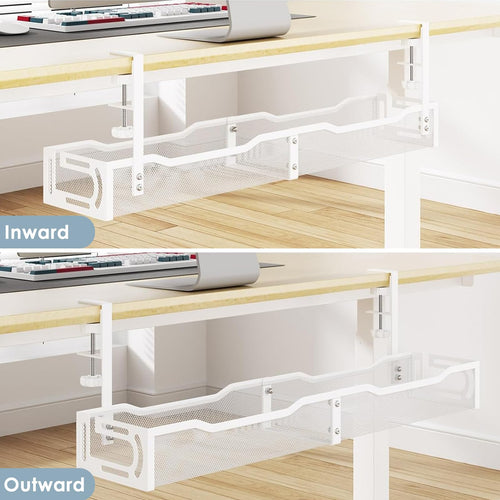 Gestion des câbles, gestion des câbles sous bureau de 25'' sans perçage, organiseur de câbles en métal avec pince pour bureau assis-debout, organiseur de câbles pour bureau à domicile, noir SUN N.