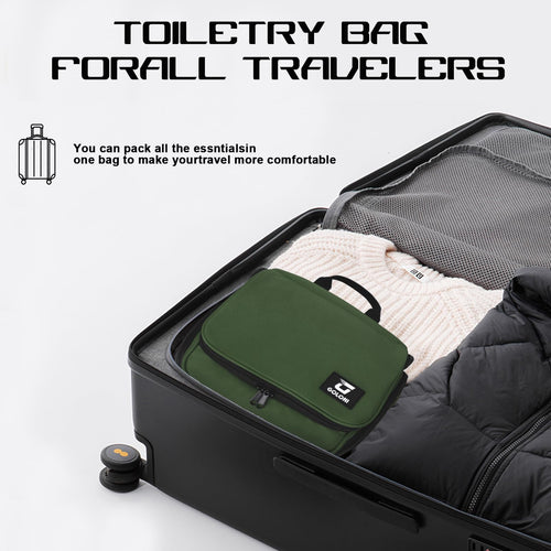 Sac de toilette suspendu Goloni avec crochet, grand sac à maquillage organisateur de voyage, sac cosmétique suspendu résistant à l'eau avec 10 compartiments pour femmes et hommes, rouge SUN N.