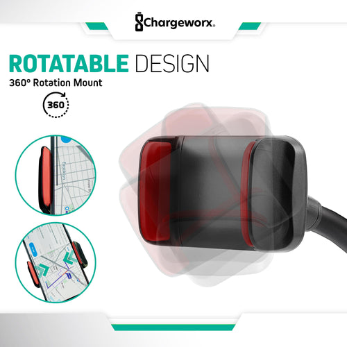 Support de téléphone réglable CHARGEWORX pour pare-brise de voiture, support de téléphone portable avec col de cygne flexible de 14,75", ventouse, pince antidérapante, rotation à 360 degrés pour iPhone et Samsung SUN N.