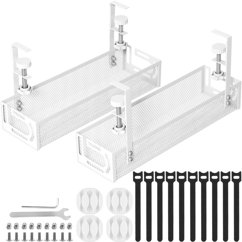 Gestion des câbles, gestion des câbles sous bureau de 25'' sans perçage, organiseur de câbles en métal avec pince pour bureau assis-debout, organiseur de câbles pour bureau à domicile, noir SUN N.