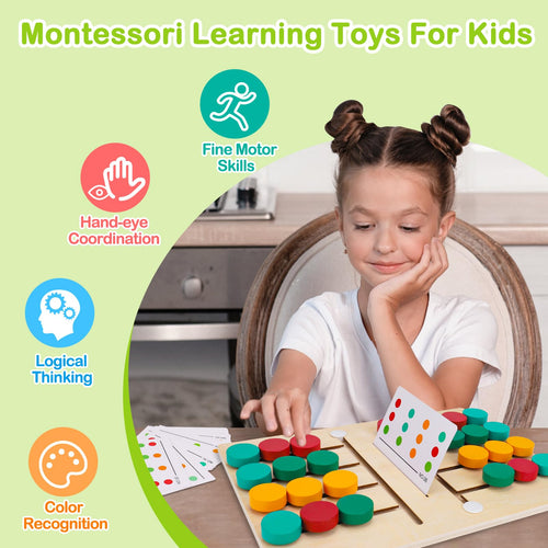 Jouets d'apprentissage Montessori Puzzle à glissière Jeu de logique d'association de couleurs et de formes Jouets éducatifs en bois pour enfants garçons et filles âgés de 3, 4, 5, 6, 7 ans Jouet d'avion pour voyager Cadeaux d'anniversaire SUN N.