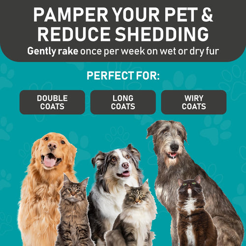 Maxpower Planet Râteau de Toilettage pour Animaux - Outil double face pour chiens et chats, réduit la perte de poils de 95% SUN N.