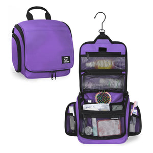Sac de toilette suspendu Goloni avec crochet, grand sac à maquillage organisateur de voyage, sac cosmétique suspendu résistant à l'eau avec 10 compartiments pour femmes et hommes, rouge SUN N.