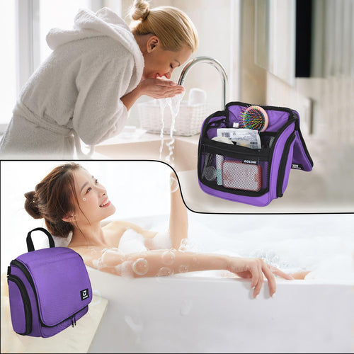 Sac de toilette suspendu Goloni avec crochet, grand sac à maquillage organisateur de voyage, sac cosmétique suspendu résistant à l'eau avec 10 compartiments pour femmes et hommes, rouge SUN N.