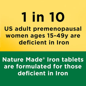 Comprimés Nature Made Fer 65 mg (325 mg Sulfate Ferreux), Suppléments de Fer, Supplément Alimentaire pour le Soutien des Globules Rouges, 180 Comprimés, Approvisionnement pour 180 Jours SUN N.