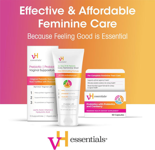 vH Essentials Probiotiques pour Femmes avec Prébiotiques, Canneberge et Vitamine C - 60 Gélules (Approvisionnement de 30 Jours) - Probiotiques pour Femmes pour Soutenir l'Équilibre Intestinal, la Santé Féminine et la Santé des Voies Urinaires pour Femmes SUN N.