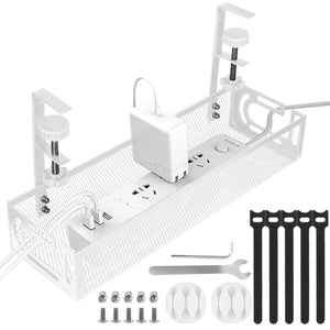 Gestion des câbles, gestion des câbles sous bureau de 25'' sans perçage, organiseur de câbles en métal avec pince pour bureau assis-debout, organiseur de câbles pour bureau à domicile, noir SUN N.