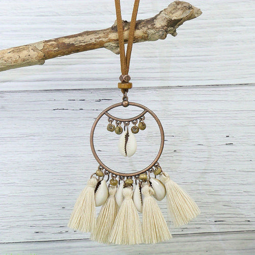 Ensemble de 3 colliers pendentifs de mode féminine de style ethnique avec pendentif à pompon floral, en alliage de zinc émaillé bronze avec incrustation de strass en verre, collier vintage SUN N.