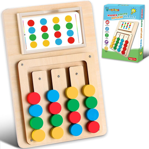 V-Opitos Jeux de Puzzle d'Association de Couleurs, Jeu d'Éveil Montessori pour Enfants de 3, 4, 5, 6, 7 Ans, Jouets pour Voyage en Voiture pour Garçons et Filles, Jeux Portables pour le Voyage, Cadeaux Idéaux pour Noël et Anniversaire SUN N.